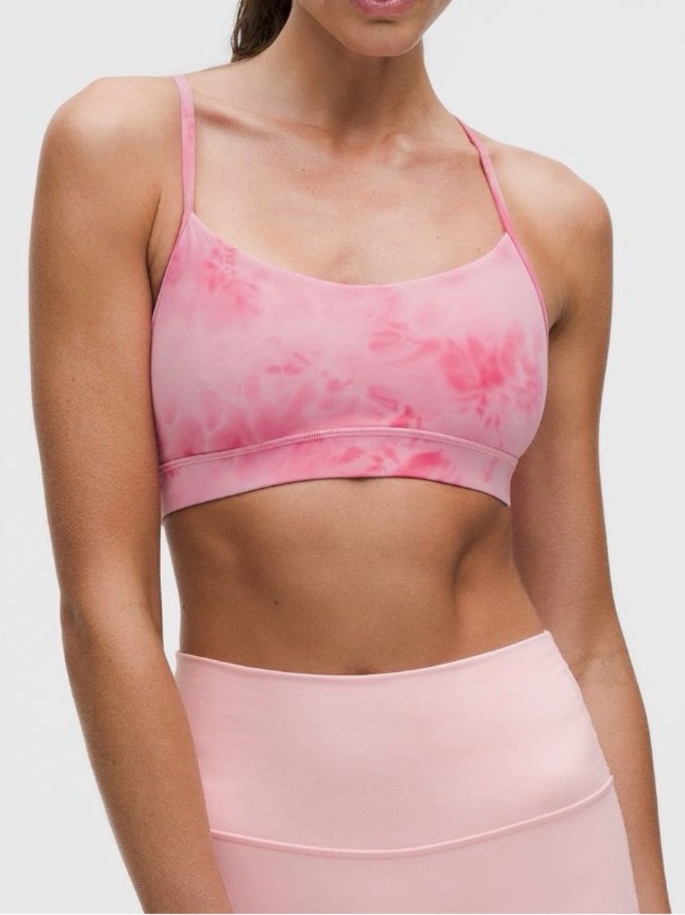 LULULEMON Flow Y Bra Nulu Light Support A-C Smoothie Wash Strawberry Multi 10-12